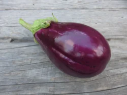 Shiny purple Topak Adana eggplant on wood