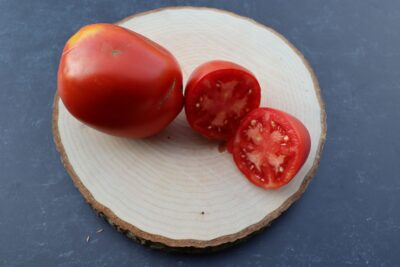 Amish Paste2 Amish Paste tomato on a wooden log