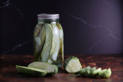 Boston Pickling1 Sliced Boston Pickling cucumber photographed in a pickling jar.