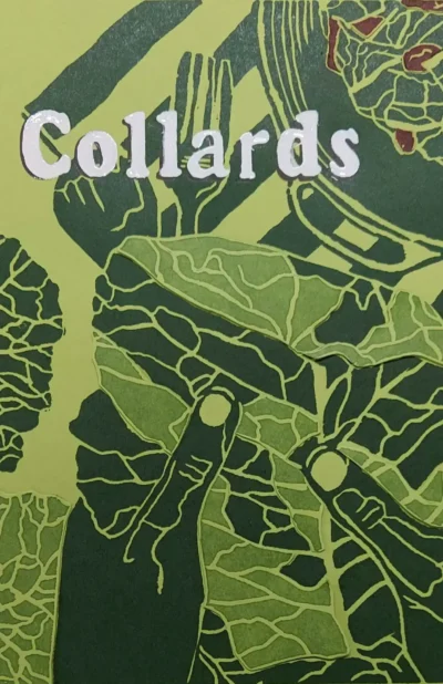 Collards Crop Stories: Collards front cover illustration with collard greens leaves