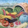 A generic illustration of various vegetables. Turkey Wide Leaf cress isn't in this illustration.