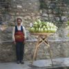 Yedikule 5701-2 Lettuce seller photographed in Istanbul streets with his Yedikule romaine lettuce stand. Circa early 1900's.