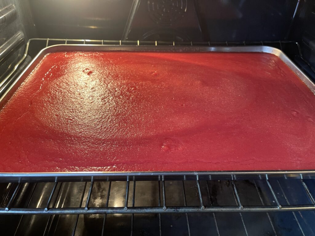 On a rainy day, pulp can be moved indoors, into an oven pre-heated to 175F