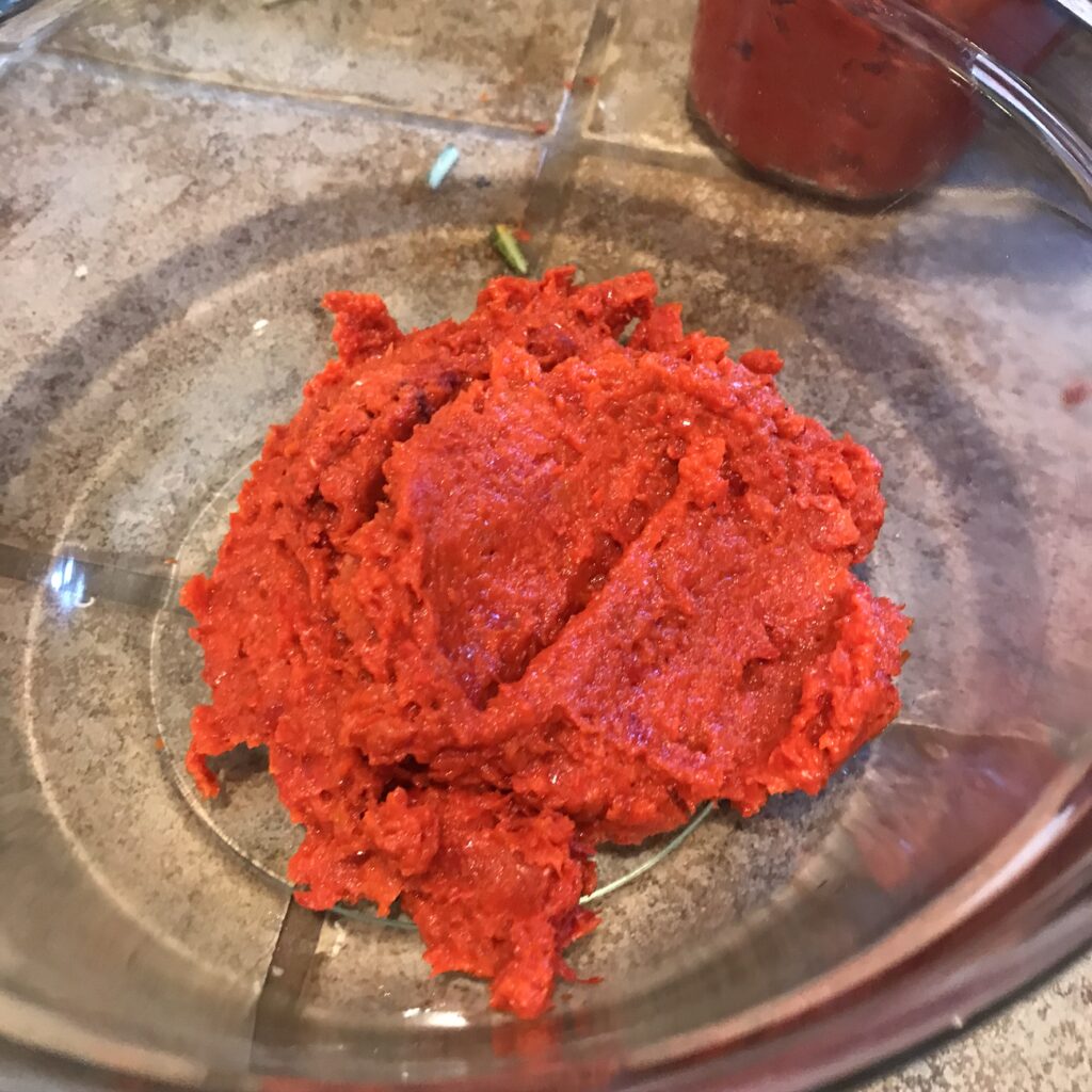Turkish pepper paste is ready to be jarred